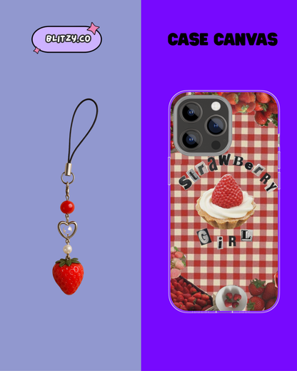 Straw- Kawai themed phone case with charm